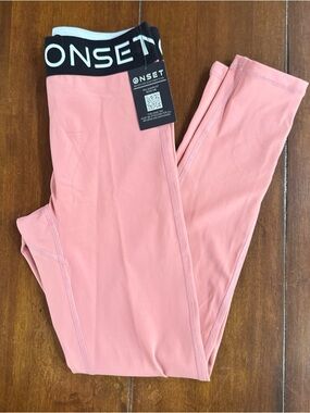 Onset Women’s Pink Leggings NWT Size Small High Waist Athletic Yoga Pants 24x25